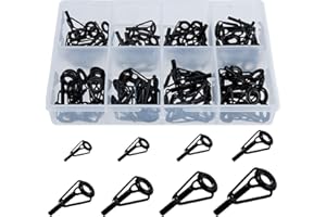 MAOXINTEK Angelrute Reparatur Kit, 80 Stück Angelrutenführung Rutenringe Spinnruten Edelstahl Keramik Spitzenringe Tip Tops für Salzwasser See Wasser Fischen