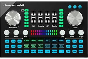 Live Ljudkort Ljudmixer Dual Channel Recording Mixers PC Universal för Streaming Inspelning 48V