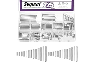 Swpeet 225Pcs 13Sizes M3 304 Rostfritt stål Dowel Pin Assortment Kit, Cylindriskt hyllstöd Peg Pin Rod Fastna element för underhåll och anslutning (med en förvaringslåda)