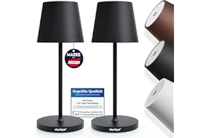 ‎CHARLIQUE charlique® LED Tischlampe kabellos mini (Doppelpack) - Dinner Light schwarz 28 cm - Premium Akku Tischleuchte mit USB, aufladbar, warmes Licht, indoor & outdoor geeignet