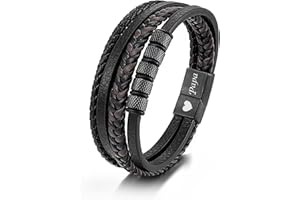 JSNOM Vatertagsgeschenke für Papa Geschenk Armband: Schmuck Geflochten Leder Weihnachten Geburtstagsgeschenk, Lederarmband Papa Geschenk Vatertag