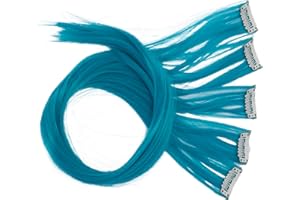 CAISHA 50cm 5 Parti Colorato Ciocca Meches Clip In Extension Extension Per Capelli Lisci Capelli Lunghi Parrucchinoazzurro BST131