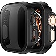 LINTEKER Apple Watch Ultra/Ultra 2 49mm Privacy Screen Protector Case, 2-in-1 Stable Construction, Anti-Peeping, Touch Sensitive, Charge Directly, 2 Pack, Black