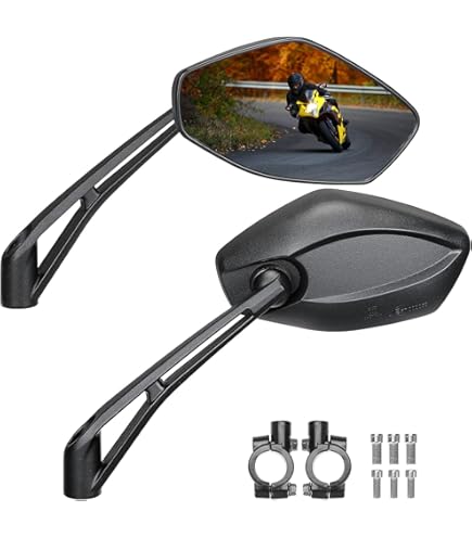 Specchietti Retrovisori Moto Universali Omologati - Design Sportivo Nero - Foto 7