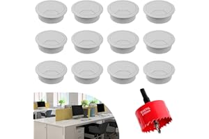 PRZRAO 12 Pezzi Passacavi Scrivania, 60mm Tappo Scrivania Passacavi, Tappo per Scrivania Buco fili, Tappo Passa Cavi da Scrivania, Passacavi Rotondo per Fili Computer, Mouse, TV, Telefono, Grigio