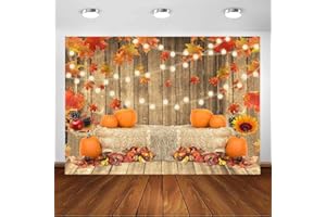 Avezano Autunno Zucche Fotografia Sfondo Ringraziamento Caduta Foglie d'acero Balle di fieno Zucche Sfondo Rustico Raccolto Fienile Baby Shower Banner Decorazione (2,1 x 1,5 m)