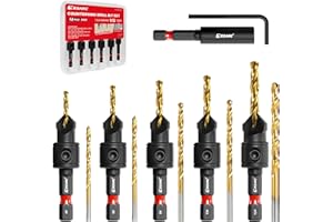 EZARC Countersink Drill Bit Set, 12 PCS Counter Sink Drill Bits for Wood, #4, #6, #8, #10, #12, Magnetic Extension Adjustable bit Holder for Woodworking with Storage Box