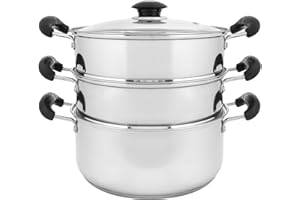 CONCORD COOKWARE CONCORD 10" Stainless Steel 3 Tier Steamer Steaming Pot Cookware 24 CM (Induction Compatible)