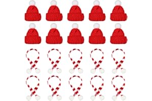 XIABYAYU Mini Weihnachtsmütze, 20 Stück Nikolausmütze Klein, Mini Weihnachten Schal, Weinflasche Strickschal, Kleine Weihnachtsmütze, Mini Strickmütze für Weinflasche, Puppenhaus