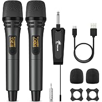 TONOR Kabellose Mikrofone, UHF Duales Karaoke Mikrofon Set mit