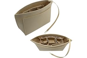 Heavyoff Handtaschen Organizer, Filz Taschenorganizer mit Fächer Geldbeutel-Einsatz Bag in Bag Handtaschenordner mit Reißverschluss für Handtaschen Beige, M