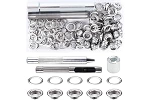 Ojetes Metalicos 8mm HO2NLE 100pcs Ojales Metalicos Kit de Herramienta de Ojetes Plateados Ojales Acero Inoxidable para Lonas Toldos Cuero Cortinas con Caja de Almacenamiento