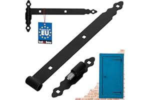 KOTARBAU® Ladenband mit Kloben 400 mm pulverbeschichteter Stahl Torband mit Kugellager Scharnier Schwarz links & rechts Ladenbänder Türband Holztür Gartentorband