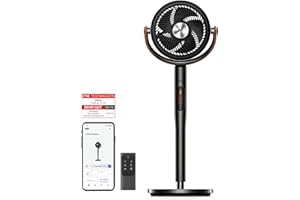 ‎DREO Dreo 25dB leiser Smart Standventilator, 120°+105°Omni-direktional oszillierend Ventilator mit Fernbedienung, 30M Windentfernung, 1650m³/h Luftvolume Turbo-Luftzirkulator Fans, 6 Modi 8-Geschwindigkeit