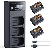 K&amp;F Concept 3-Pack NP-FZ100 2280mAh Battery and 3 Slots LCD Charger Compatible with Sony A7iii, A7iv, FX3, FX30, A6700, A7R,