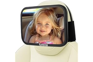 Funbliss Rétroviseur Pour Bébé Adapté Aux Appuie-tête Fixes,Compatible Avec Tesla Miroir Voiture Bébé,Rotation à 360°, Installation Facile Avec Fixation élastique Antidérapante