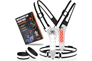 ‎CYCLESPEED CYCLESPEED LED-Lauflicht,wiederaufladbare USB-Fahrradwarnweste,360° hochsichtbare reflektierende Weste für Nachtwanderungen, Radfahren und Hundespaziergänge