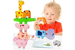 OSLINE Montessori Toys for 1 2 3 Year Old Boys Girls Gifts,Building Blocks Animal Stacking Toys for 2-5 Year Olds- Christmas Easter Birthday Gift (Blocks-1)