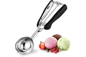 Porzionatore Per Gelato 60mm, Cucchiaio Gelato, TJ POP Paletta Per Gelato In Acciaio Inox Con Grilletto E Manico Confortevole Per Palla Gelato, Cottura, Palla Melone