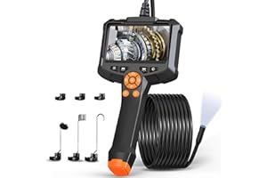 Endoskopkamera mit Licht, AOPICK 8mm IP67 wasserdichte Endoskop, 4.3" IPS Bildschirm Inspektionskamera, 1080P HD Rohrkamera mit 8 Einstellbaren LEDs, 16.5FT/5M Halbstarres Kabel