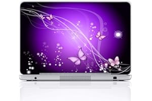 Meffort Inc 15 15.6 inch Laptop Skin Sticker Cover Art Decal Fits 13.3" 14" 15" 16" Notebook PC (Free 2 Wrist Pad) - Purple Swirl Butterfly Design