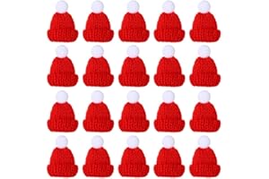 LYQNIHOB Mini Cappelli a Maglia, 20 Pezzi Mini Cappello di Natale, Mini Cappello da Babbo Natale, cappelli decorativi per la tavola di Natale, accessori per gioielli lavorati a maglia