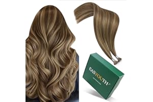 Easyouth Nano Hair Extensions Real Human Hair Brown 22 Inch Nano Beads Human Hair Extensions Medium Brown to Honey Blonde Nano Ring Hair Extensions Real Hair Soft and Stylish 22 Inch 50g/50s #P4/27