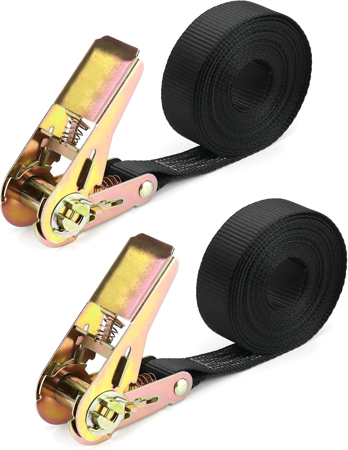 QWORK® 2 Piece Ratchet Tie Down Straps, Heavy Duty Tensioning Straps, 6M x 25mm, for Motorcycle, Car, Trailer, Home