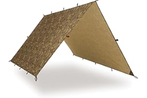 AQUA QUEST AQUAQUEST DEFENDER Waterproof Camping Tarp - Heavy Duty Tent Shelter or Rain Fly - Camping Essentials for Hiking, Bushcraft & Hammock, 6 x 4 m True Terrain Camo