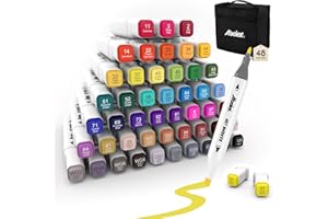 ABEIER Rotuladores de Alcohol 48 Colores, Marcadores de Doble Punta, Secado Rápido Marker Pen, para Colorear, Dibujar, Bocetos, para Niños y Adultos