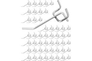 QWORK® 50X Ganchos para Tablero Perforado de Pared - Acero Macizo de 5 mm - para Exhibición Minorista, Artículos Colgantes, Clasificación de Herramientas (7 cm)