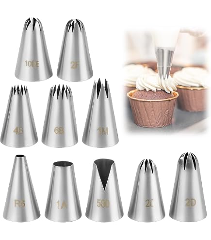 Set 10 Cornetti A Stella Decora 0263485 - Acciaio Inox Senza Saldature, Per Uso Professionale
