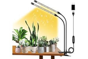FRGROW Pflanzenlampe LED, Pflanzenlicht für Zimmerpflanzen, Pflanzenleuchte, 3000k/5000k/660nm Vollspektrum, Wachstumslampe für Pflanzen, 10 Stufen Dimmbar,Timer(2-Kopf)