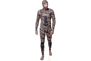 Cressi Katana 2 Pieces Wetsuit - Muta Apnea e Pesca per Uomo, disponibile in Neoprene 3/5/7mm colore Marrone Mimetico