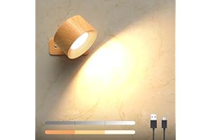 Mexllex Lampara Pared Led, Apliques Pared Interior Dormitorio Puerto de Carga Usb, Control Tactil 3 Niveles de Brillo, Temperatura de 3 Colores, Luces Giratorio