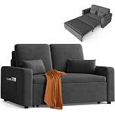 Xbro 2 Seater Sofa Bed, 3-in-1 Convertible Armchair with Bed, Two Storage Pockets, Velvet Upholstery, 147 x 196 x 87 cm, Incl
