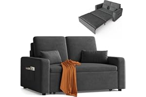 Xbro Divano Letto 2 Posti in Velluto, con Cuscini Spessi, 2 Guanciali e Tasche Laterali, Salvaspazio per Soggiorno, Camera da Letto o Ufficio, Moderno, 147x196x87 cm