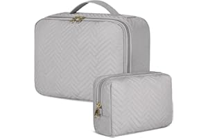 IGOLUMON Neceser Mujer Impermeable Neceser Maquillaje Neceser Viaje Grande Neceser Maquillaje Organizador de Cosméticos para Niñas 2 Piezas Negro (Gris)