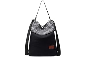 Travistar Women's Canvas Shoulder Bag Backpack Large Handbag Vintage Women's Shoulder Bag Anti Theft Bag Women's Hobo Bag for Everyday Office School Trips Shopping