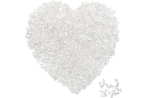 LYFJXX 0.88lb/400g Small Natural Irregular Shaped Crystal Quartz Rock Tumbled Chips Crushed Stone Healing Reiki Crystal Gemstones for Garden Vases Plants Decoration (Clear)