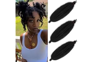 Leeven 12 Pouces Springy Afro Twist Hair for Faux Locs 3 Packs Pre-Separate Popping Spring Twist Crochet Hair for Distressed Locs Afro Kinky Curly Marley Braiding Hair Extensions /1B#