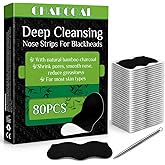 Blackhead Strips, 80 Pieces Charcoal Nose Strips for Deep Cleansing, Effective Blackhead Remover, Natural Gentle Formula, for