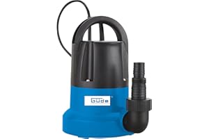 Güde Flachsaugerpumpe GFS 401 S (400 W, Fördervolumen 7000 l/h, max. Förderhöhe 8 m, max. Ansaughöhe 7 m, Noryl-Laufrad, Edelstahlwelle, Thermoschutz, 10 m Anschlusskabel, min. Einschalthöhe 30 mm)