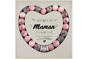 Lueaurra Bracelet pour Maman - Cadeau Fete des Meres - Cadeau Maman Noel Anniversaire - Bracelet Cadeau Original avec Coffret en Forme de Cœur