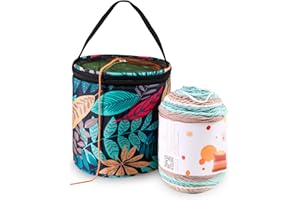 JOZEA Yarn Storage Portable Bag, Knitting Bag, Small Size Knitting Projects Organizer for Yarns, Zipper Storage Bag, Blue