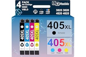 Msudoku 405 Wkłady drukujące kompatybilne z Epson 405xl Multipack 405 xl Workforce Pro wf-4830wf wkłady do drukarki wf 4825 4820 3820 3825 7830 7835 7840 drukarka (405xl czarny, cyjan, magenta, żółty)