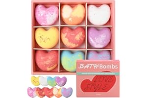 Granvoo 9 Piezas LOVE Bombas de Baño set de Regalo, Set Bolas de Baño con Aceites Esenciales, Sales de Baño, Bath bombs Spa Baño de Burbujas para Regalos Mujer, Día de la Madre, San Valentin (A)