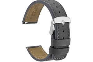 WOCCI Retro Watch Straps, Nubuck Leather, Quick Release Replacement Bands, Stainless Steel Buckle, Band Width 18mm 20mm 22mm