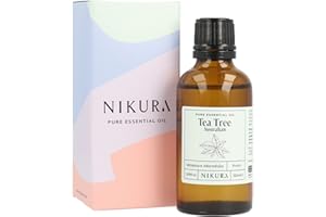 Nikura Tea Tree (Australian) Essential Oil - 50ml | 100% Pure Natural Oils | Perfect for Skin, Aromatherapy, Diffusers, Humidifier, Bath | Great for Self Care, Massage, Hair | Vegan & UK Made