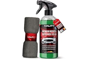 ‎IVALITY IVALITY® Insektenentferner für Auto 750ml – Sicher und effektiv gegen hartnäckige Insektenrückstände – Insektenreiniger für Auto, Wohnmobil und Motorrad – Flugrostentferner mit Mikrofasertuch